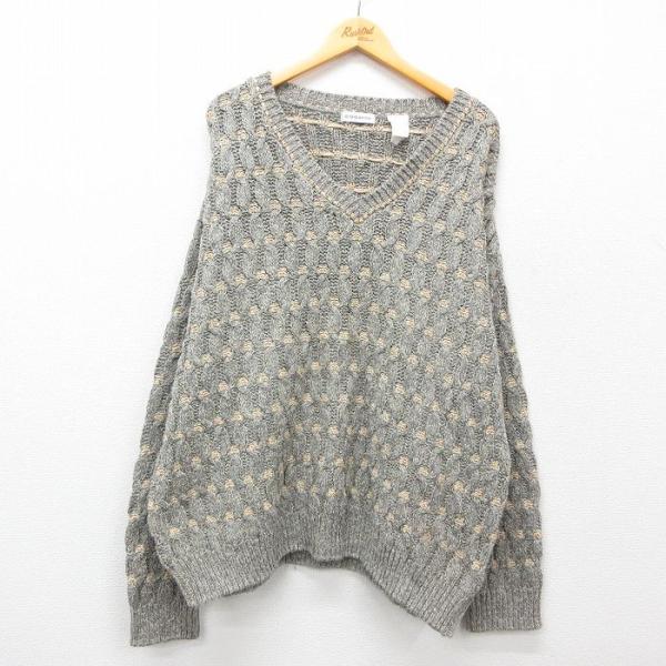 XL/古着 長袖 セーター メンズ 90s 大きいサイズ Vネック グレー他 25feb03 中古 ...