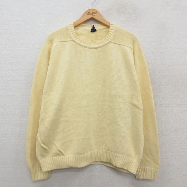 XL/古着 長袖 セーター メンズ 90s 大きいサイズ コットン クルーネック 黄 イエロー 25...
