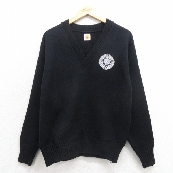 【20%OFF】M/古着 長袖 セーター メンズ 90s アクリル Vネック 黒系 ブラック 25n...