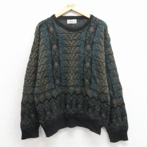 XL/古着 ランズエンド 長袖 セーター メンズ 90年代 90s 無地 大きい