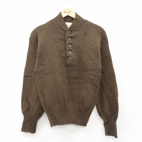 XS/古着 長袖 セーター メンズ 80年代 80s ミリタリー ウール ヘンリーネック USA製 ...
