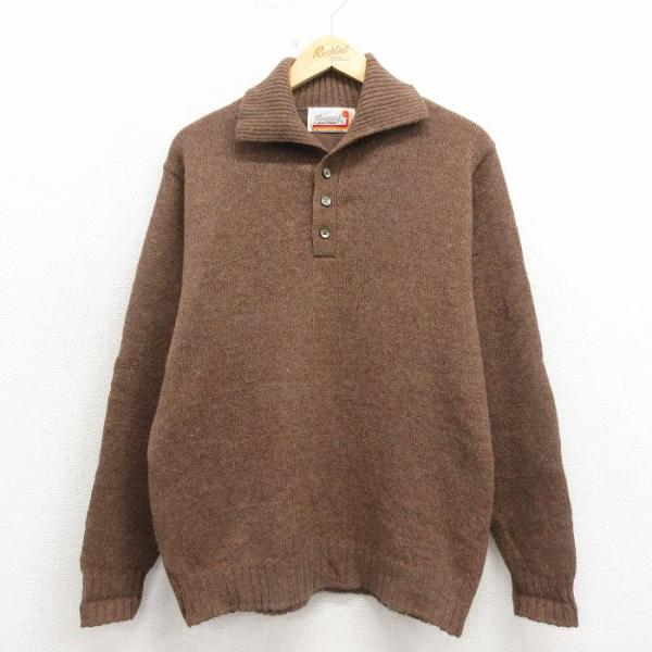 L/古着 ピューリタン 長袖 セーター メンズ 80年代 80s USA製 濃ベージュ 霜降り 26...