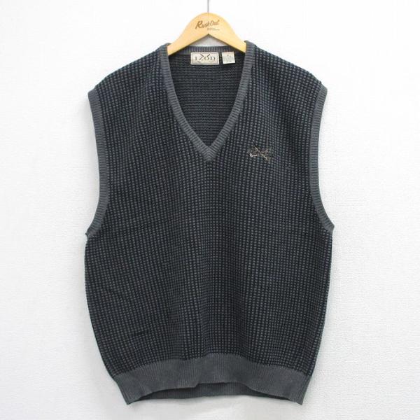 L/古着 IZOD ニット ベスト メンズ 90年代 90s コットン Vネック グレー 26mar...
