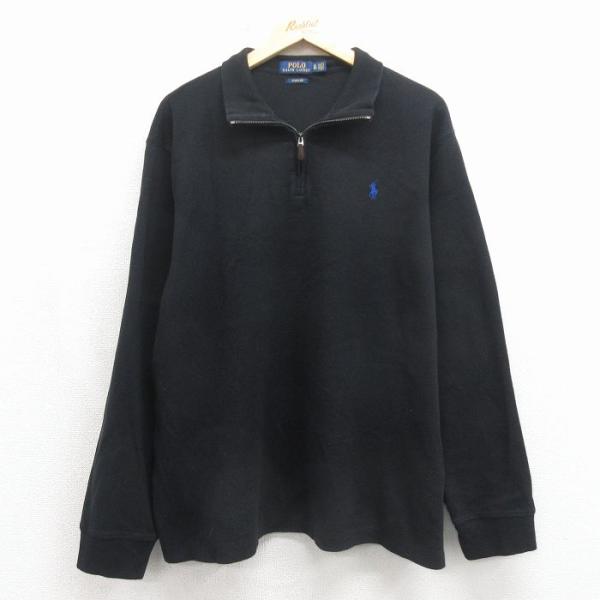 XL/古着 ラルフローレン 長袖 ブランド ハーフジップ セーター メンズ ワンポイントロゴ コット...