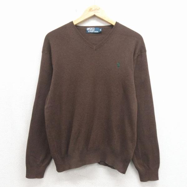 M/古着 ラルフローレン 長袖 ブランド セーター メンズ 90年代 90s コットン Vネック ブ...
