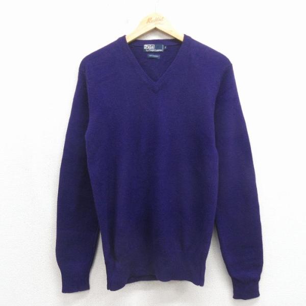 S/古着 ラルフローレン 長袖 ブランド セーター メンズ 90年代 90s ラムウール Vネック ...