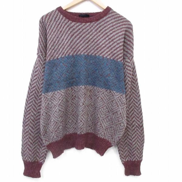 XL/古着 長袖 セーター メンズ 80年代 80s クルーネック エンジ他 26feb28