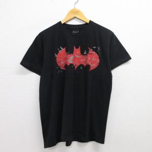 L/古着 半袖 Tシャツ メンズ DCコミックス バットマン BATMAN コットン クルーネック 黒 ブラック 22jul19 中古