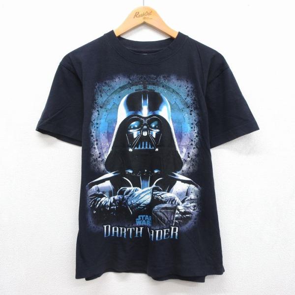 L/古着 半袖 Tシャツ メンズ 映画 スターウォーズ ダースベイダー コットン クルーネック ネイ...