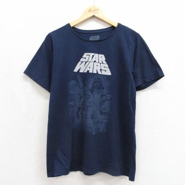 L/古着 半袖 Tシャツ メンズ 映画 スターウォーズ ネイビー 26jul28