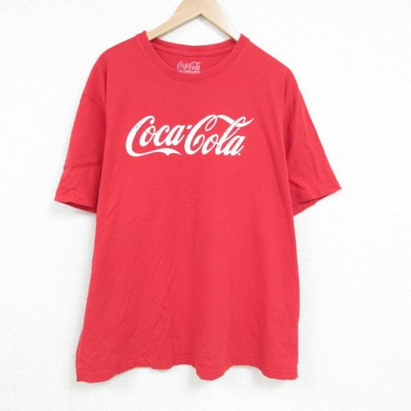 XL/古着 半袖 Tシャツ メンズ コカコーラ 大きいサイズ コットン クルーネック 赤 レッド 2...