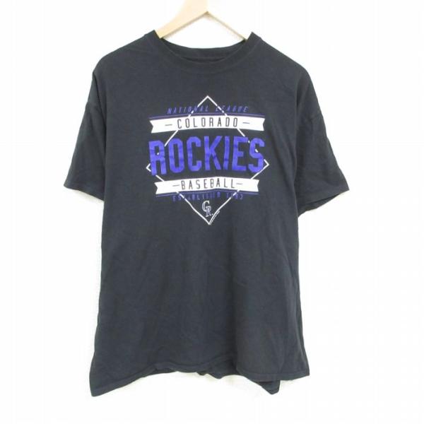 XL/古着 半袖 Tシャツ メンズ MLB コロラドロッキーズ 大きいサイズ コットン クルーネック...