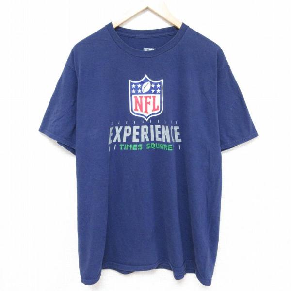 XL/古着 半袖 Tシャツ メンズ NFL タイムズスクエア コットン クルーネック 紺 ネイビー ...
