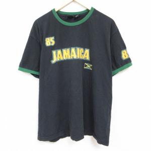 XL/古着 半袖 Tシャツ メンズ ジャマイカ 大きいサイズ コットン クルーネック 黒 ブラック ...