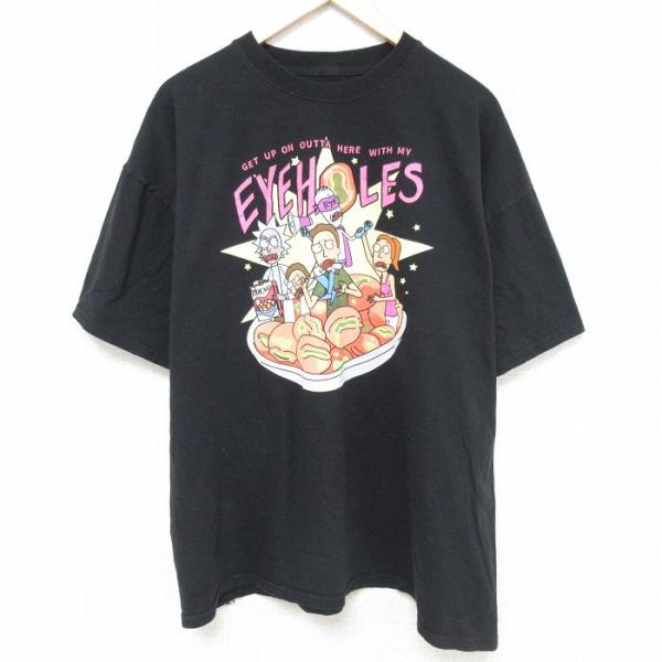 XL/古着 半袖 Tシャツ メンズ アニメ リックアンドモーティ 大きいサイズ コットン クルーネッ...