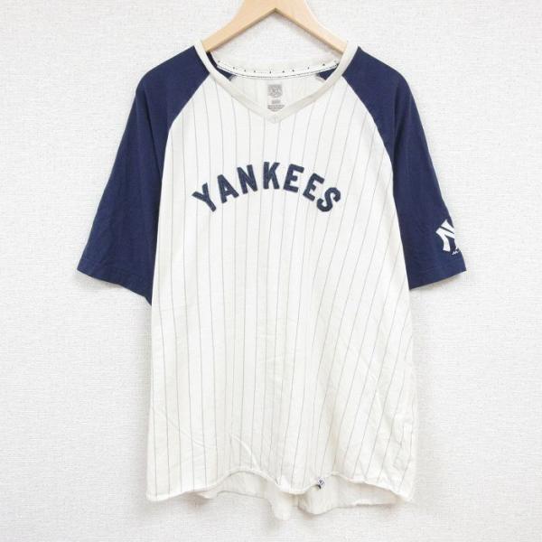 XL/古着 マジェスティック 半袖 Tシャツ メンズ MLB ニューヨークヤンキース ツートンカラー...