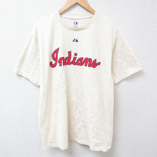 L/古着 マジェスティック 半袖 Tシャツ メンズ MLB クリーブランドインディアンズ ルーブード...