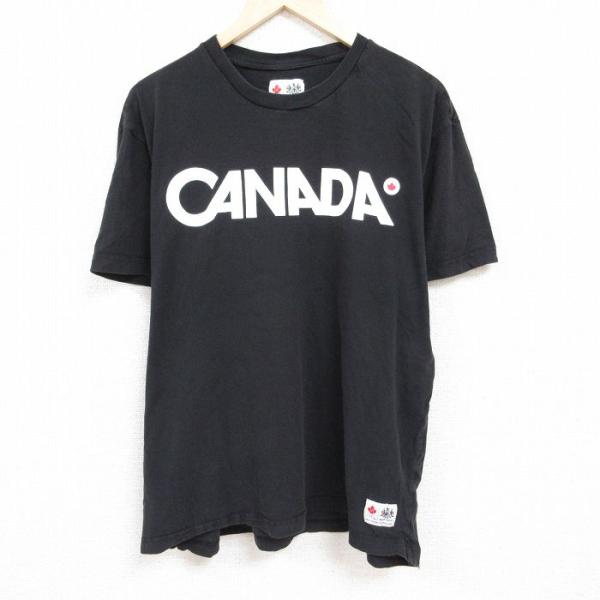 XL/古着 半袖 Tシャツ メンズ カナダ オリンピック 大きいサイズ コットン クルーネック 黒 ...