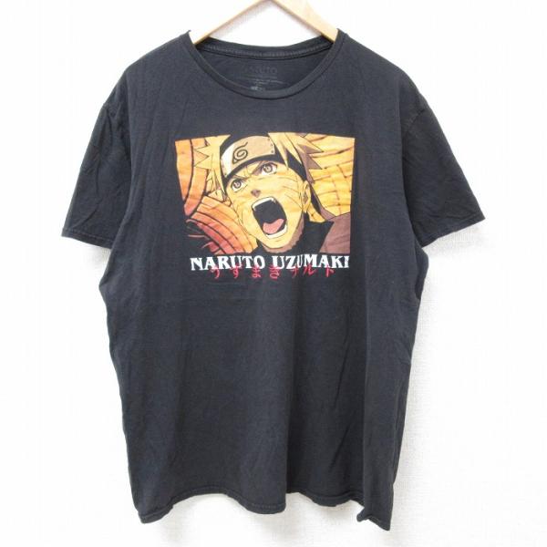 XL/古着 半袖 Tシャツ メンズ アニメ NARUTO 疾風伝 大きいサイズ コットン クルーネッ...