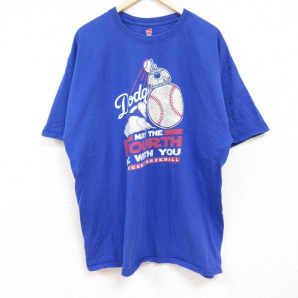 XL/古着 ヘインズ 半袖 Tシャツ メンズ MLB ロサンゼルスドジャース 大きいサイズ コットン...