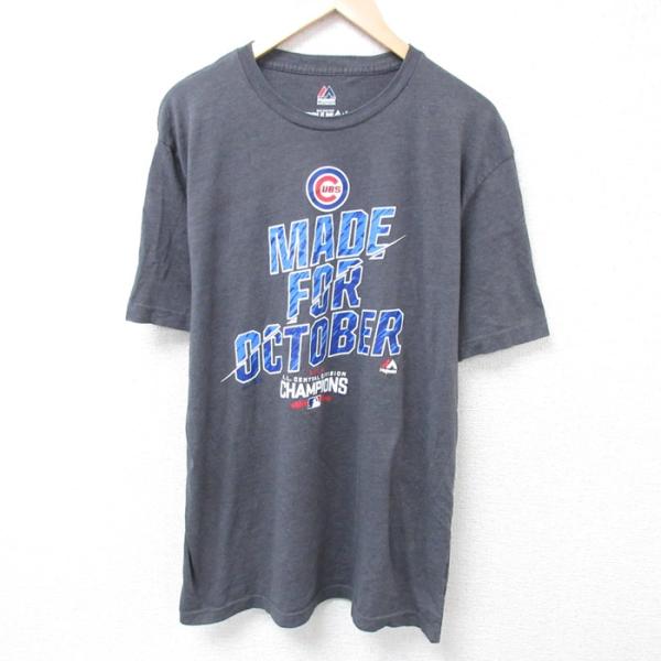 XL/古着 マジェスティック 半袖 Tシャツ メンズ MLB シカゴカブス クルーネック 濃グレー ...