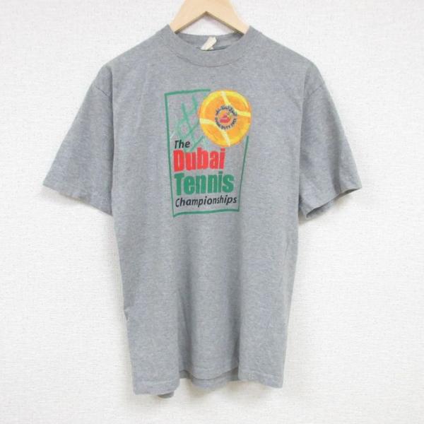 M/古着 半袖 Tシャツ メンズ テニス クルーネック グレー 24may31 中古