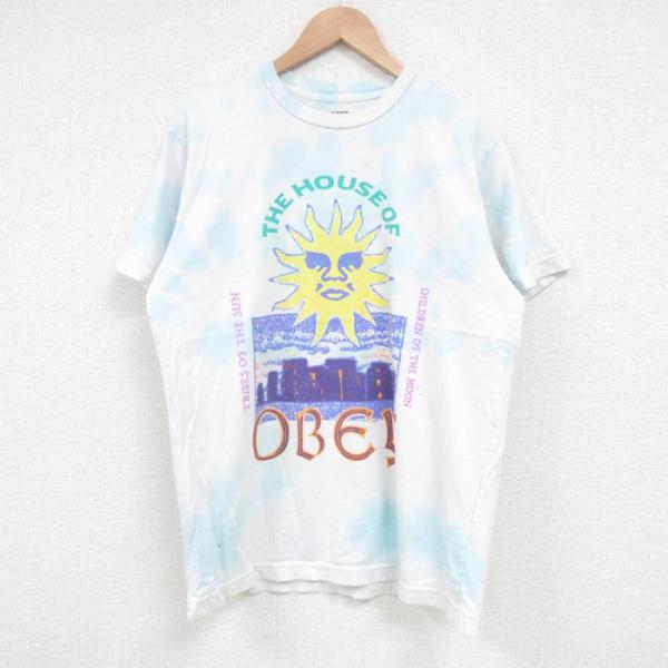 M/古着 オベイ OBEY 半袖 Tシャツ メンズ ビッグロゴ 太陽 コットン クルーネック 白他 ...