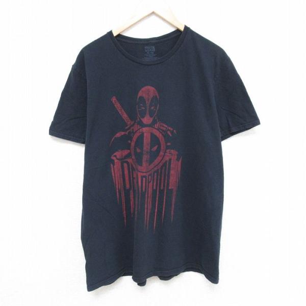 XL/古着 半袖 Tシャツ メンズ マーベル デッドプール コットン クルーネック 黒 ブラック 2...