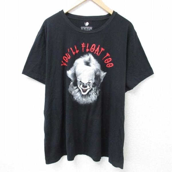 XL/古着 半袖 Tシャツ メンズ 映画 イット ペニーワイズ 大きいサイズ クルーネック 黒 ブラ...