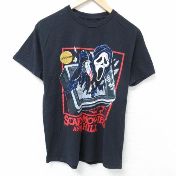 M/古着 半袖 Tシャツ メンズ 映画 スクリーム コットン クルーネック 黒 ブラック 25may...