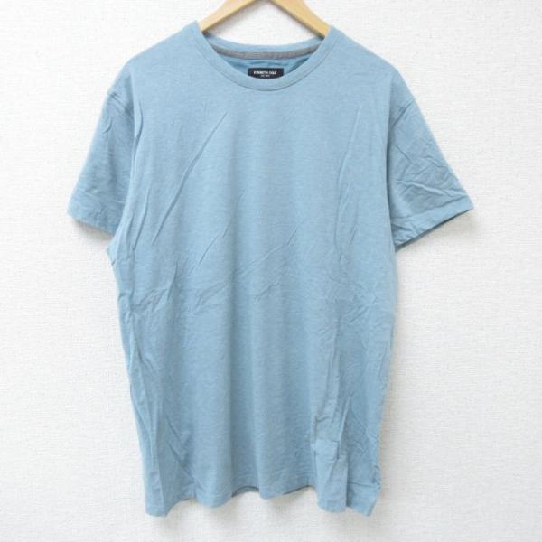 XL/古着 半袖 Tシャツ メンズ 無地 クルーネック 水色 霜降り 25may26 中古