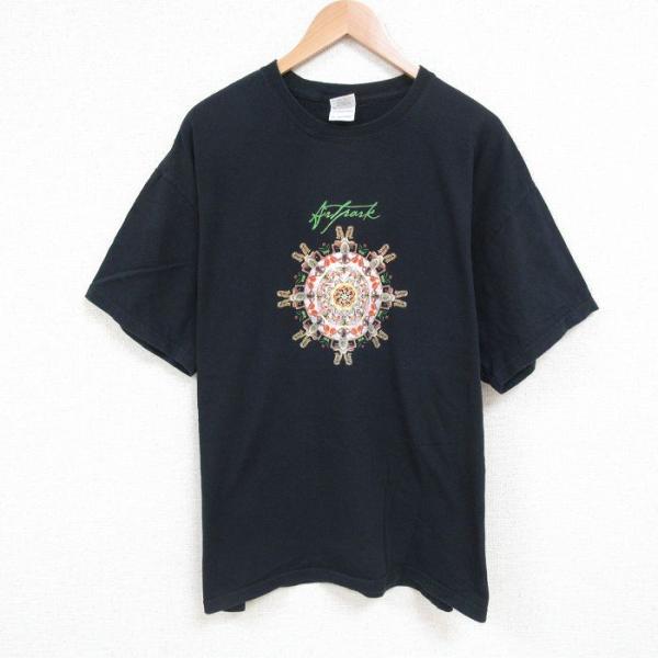 【50%OFF】XL/古着 半袖 Tシャツ メンズ アートパーク コットン クルーネック 黒 ブラッ...
