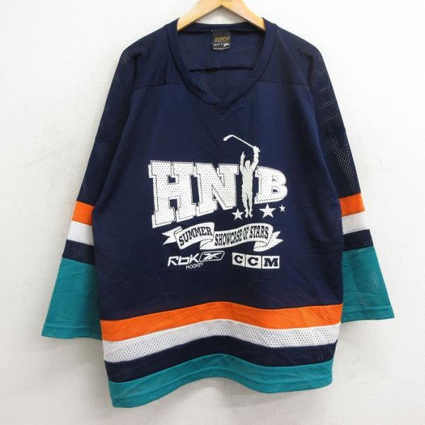 XL/古着 長袖 ビンテージ Tシャツ アイスホッケー ジャージ メンズ 90s リーボック HNB...