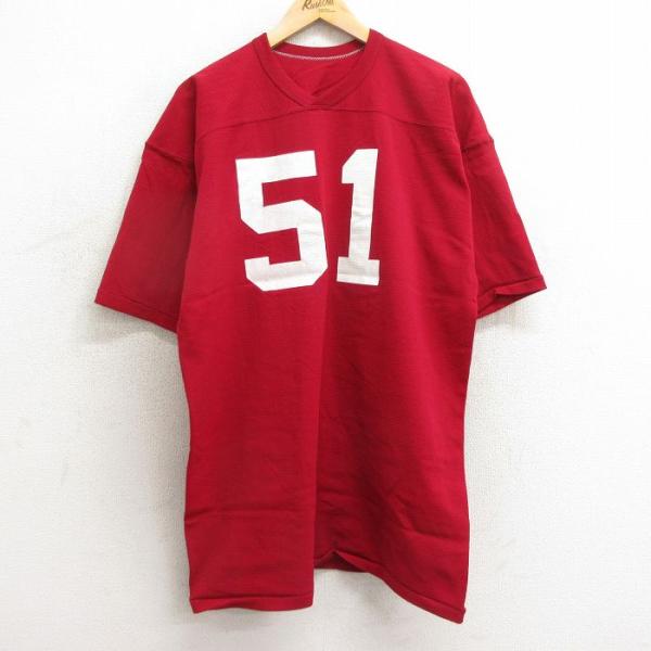 XL/古着 ラッセル 半袖 ビンテージ フットボール Tシャツ メンズ 70s CAMP 51 ロン...