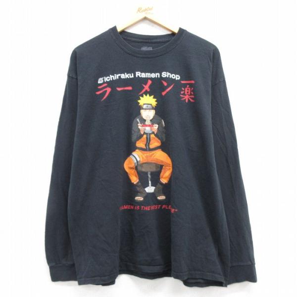 XL/古着 長袖 Tシャツ メンズ アニメ NARUTO ナルト疾風伝 大きいサイズ コットン クル...