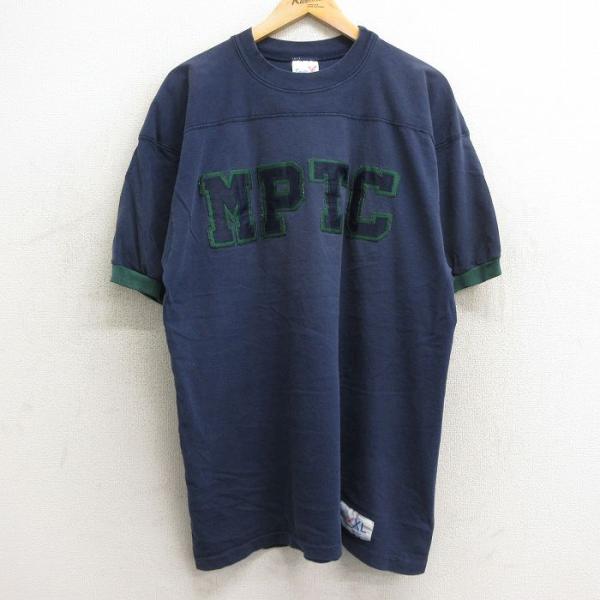 XL/古着 半袖 ビンテージ フットボール Tシャツ メンズ 90s MPTC ロング丈 コットン ...