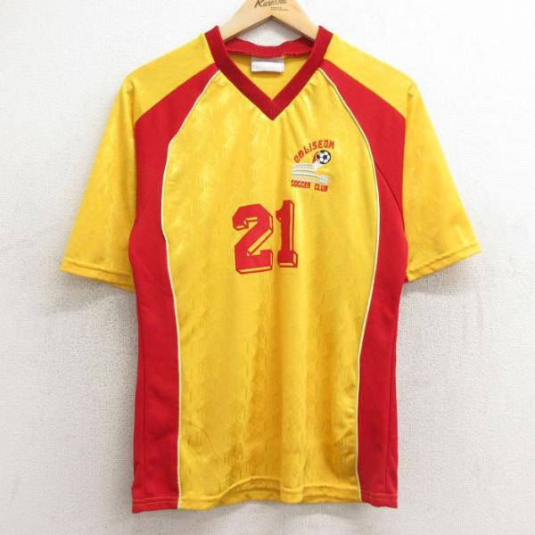 M/古着 半袖 ビンテージ サッカー Tシャツ メンズ 90s コロシアム 21 ラグラン Vネック...