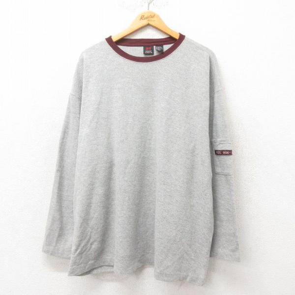 【50%OFF】XL/古着 長袖 Tシャツ メンズ 大きいサイズ クルーネック グレー 25jun0...