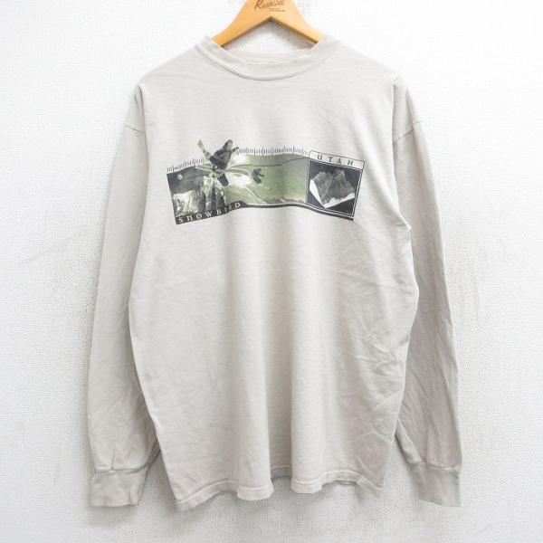 【50%OFF】XL/古着 長袖 Tシャツ メンズ スノーボード ユタ 大きいサイズ クルーネック ...