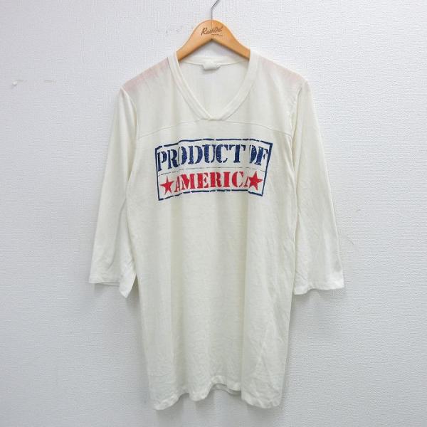【50%OFF】L/古着 7分袖 ビンテージ フットボール Tシャツ メンズ 80s PRODUCT...