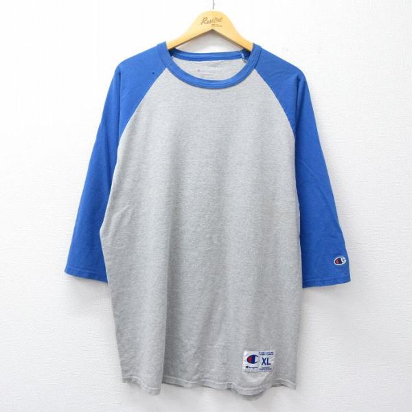 XL/古着 チャンピオン champion 7分袖 Tシャツ メンズ ラグラン ツートンカラー 大き...