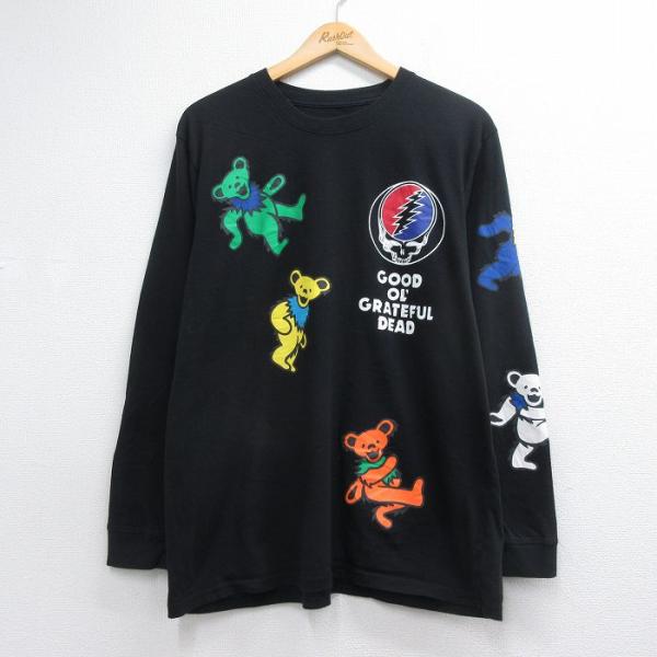 XL/古着 長袖 ロック バンド Tシャツ メンズ グレイトフルデッド デッドベア クルーネック ブ...