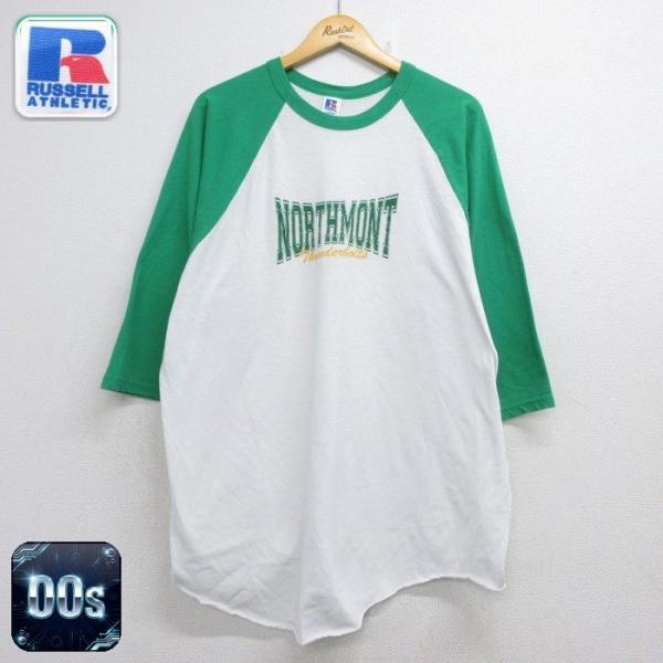 XL/古着 ラッセル Russell Athletic 七分袖 Tシャツ メンズ 00年代 00s ...