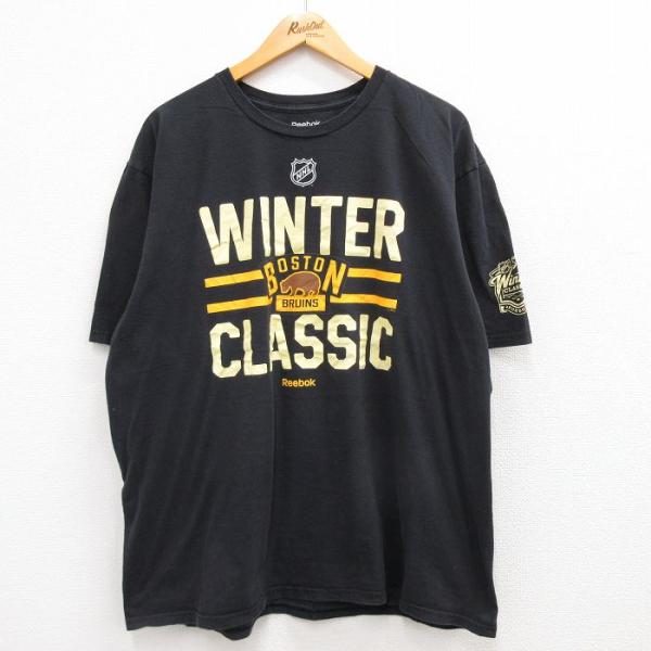 XL/古着 リーボック 半袖 ブランド Tシャツ メンズ NHL ボストンブルーインズ ワンポイント...