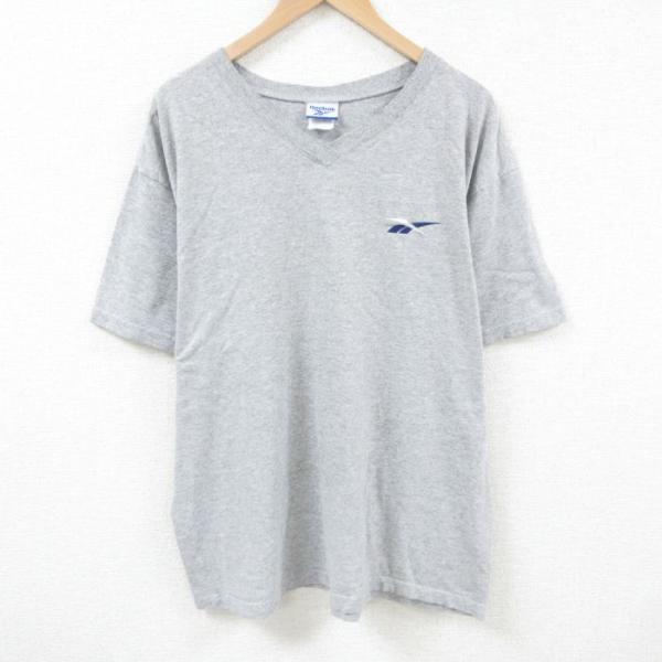 XL/古着 リーボック REEBOK 半袖 ブランド Tシャツ メンズ ワンポイントロゴ Vネック ...