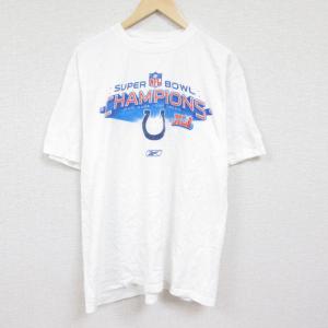 XL/古着 リーボック REEBOK 半袖 ブランド Tシャツ メンズ NFL 大きいサイズ コットン クルーネック 白 ホワイト アメフト スーパーボウル｜