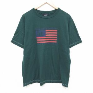 L/古着 ラルフローレン Ralph Lauren ポロジーンズ 半袖 ブランド Tシャツ メンズ ビッグロゴ コットン クルーネック 緑 グリーン 24apr12｜古着屋RushOut