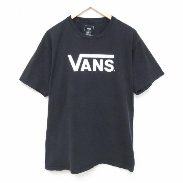 L/古着 バンズ VANS 半袖 ブランド Tシャツ メンズ ビッグロゴ コットン クルーネック 黒...