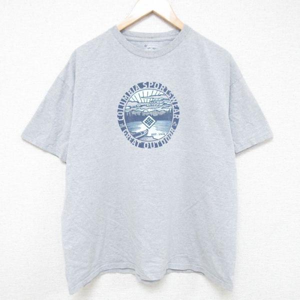XL/古着 コロンビア Columbia 半袖 ブランド Tシャツ メンズ ビッグロゴ 湖 大きいサ...
