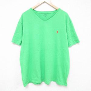 XL/古着 ラルフローレン Ralph Lauren 半袖 ブランド Tシャツ メンズ ワンポイントロゴ 大きいサイズ コットン Vネック 黄緑 24may07 中古｜古着屋RushOut